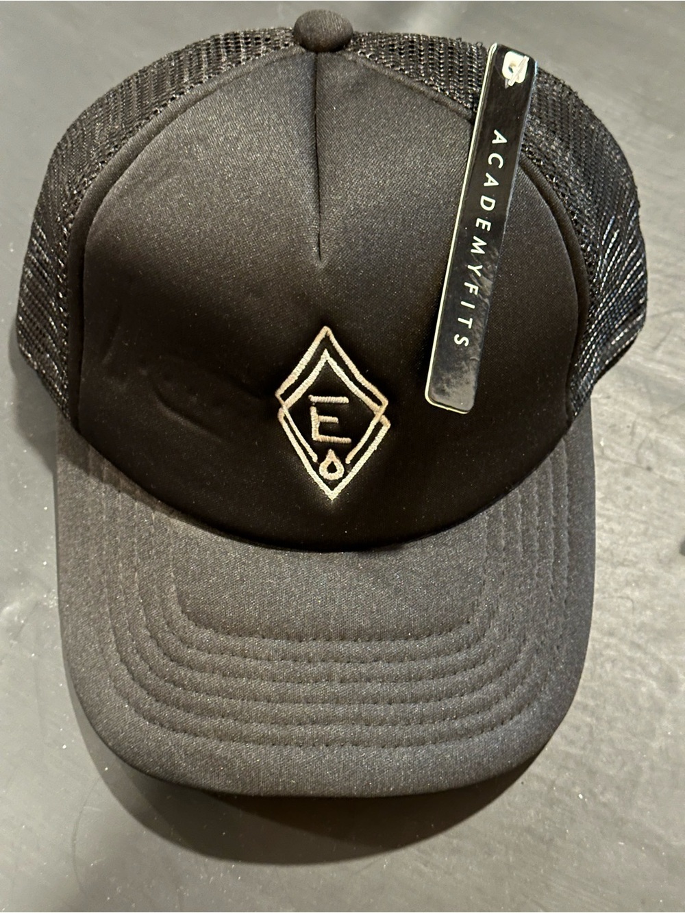 Men’s Black Trucker Cap with Embroidered Logo
